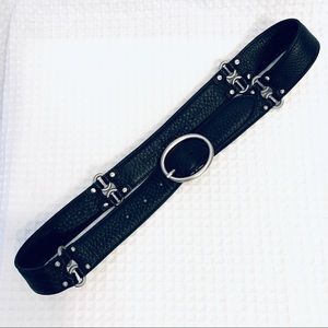 Cole Haan Black Pebble Leather Link Belt